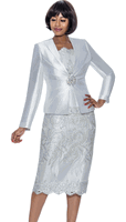 Terramina <br> (Fall 2026) <br> T7817-WH <br> <br> White <br> 8 10 12 14 16 18 20 22 24 <br> 3 Piece Jacket, Cami & Skirt
