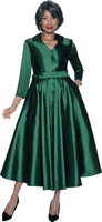 Terramina <br> (Year Round) <br> T7869-GR <br> <br> Green <br> 8 10 12 14 16 18 20 22 <br> 1 Piece Dress w/Belt in Silk Look Fabric