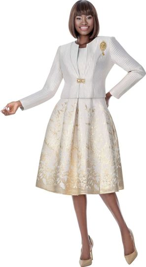 Terramina <br> (Spring 2026) <br> T7012 <br> <br> Champagne <br> 8 10 12 14 16 18 20 22 24 <br> 2 Piece Jacket & Dress Rhinestone brooch & clasp