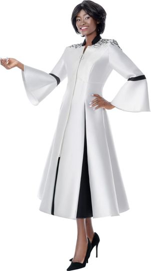 Terramina <br> (Spring 2026) <br> T7028 <br> <br> White/Black <br> 8 10 12 14 16 18 20 22 24 <br> 1 Piece Dress Clergy & Minister Robe Dress
