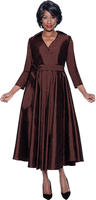 Terramina <br> (Year Round) <br> T7869-BR <br> <br> Brown <br> 8 10 12 14 16 18 20 22 <br> 1 Piece Dress w/Belt in Silk Look Fabric