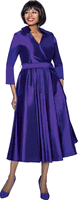 Terramina <br> (Year Round) <br> T7869-PU <br> <br> Purple <br> 8 10 12 14 16 18 20 22 <br> 1 Piece Dress w/Belt in Silk Look Fabric