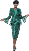 Terramina <br> (Fall 2026) <br> T7184-GR <br> <br> Green <br> 8 10 12 14 16 18 20 22 <br> 3 Piece Jacket, Cami & Skirt