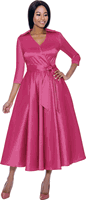 Terramina <br> (Year Round) <br> T7869-FU <br> <br> Fuchsia <br> 8 10 12 14 16 18 20 22 <br> 1 Piece Dress w/Belt in Silk Look Fabric