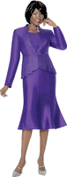 Terramina <br> (Spring 2026) <br> T7320-PU <br> <br> Purple <br> 8 10 12 14 16 18 20 22 24 <br> 3 Piece Skirt Suit Silk look fabric w/Rhinestones