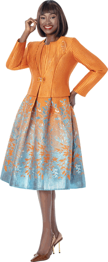 Terramina <br> (Fall 2026) <br> T7012-OR <br> <br> Orange <br> 8 10 12 14 16 18 20 22 <br> 2 Piece Jacket & Dress