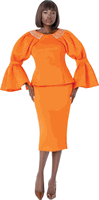 Terramina <br> (Fall 2026) <br> T7348-OR <br> <br> Orange <br> 8 10 12 14 16 18 20 22 <br> 2 Piece Jacket & Skirt