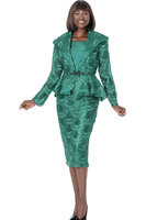 Terramina <br> (Fall 2026) <br> T7360-GR <br> <br> Green <br> 8 10 12 14 16 18 20 22 24 <br> 3 Piece Jacket, Cami  & Skirt