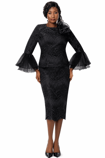 Terramina <br> (Fall 2026) <br> T7861-BL <br> <br> Black <br> 8 10 12 14 16 18 20 22 <br> 2 Piece Skirt Suit