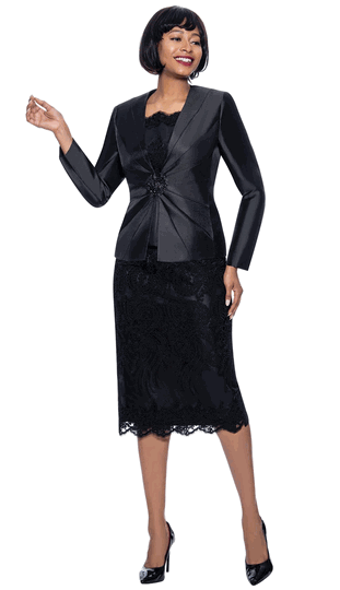 Terramina <br> (Fall 2026) <br> T7817-BL <br> <br> Black <br> 8 10 12 14 16 18 20 22 24 <br> 3 Piece Jacket, Cami & Skirt