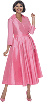 Terramina <br> (Year Round) <br> T7869-PI <br> <br> Pink <br> 8 10 12 14 16 18 20 22 <br> 1 Piece Dress w/Belt in Silk Look Fabric