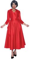 Terramina <br> (Spring 2026) <br> T7869-RE <br> <br> Red  <br> 8 10 12 14 16 18 20 22 <br> 1 Piece Dress w/Belt in Silk Look Fabric