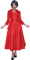 Terramina <br> (Year Round) <br> T7869-RE <br> <br> Red  <br> 8 10 12 14 16 18 20 22 <br> 1 Piece Dress w/Belt in Silk Look Fabric