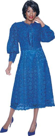 Terramina <br> (Spring 2026) <br> T7051-RO <br> <br> Royal <br> 8 10 12 14 16 18 20 22 24 <br> 2 Piece Jacket & Dress  in Lace