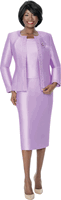 Terramina <br> (Year Round) <br> T7637-LA <br> <br> Lavender <br> 8 10 12 14 16 18 20 22 24 <br> 3 Piece Skirt Suit with Rhinestone Embellishment on Jacket & Rhinestone Brooch
