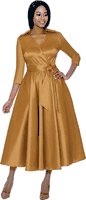 Terramina <br> (Spring 2026) <br> T7869-GO <br> <br> Gold <br> 8 10 12 14 16 18 20 22 <br> 1 Piece Dress w/Belt in Silk Look Fabric