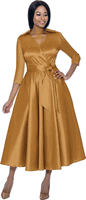 Terramina <br> (Year Round) <br> T7869-GO <br> <br> Gold <br> 8 10 12 14 16 18 20 22 <br> 1 Piece Dress w/Belt in Silk Look Fabric