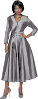 Terramina <br> (Spring 2026) <br> T7869-SI <br> <br> Silver <br> 8 10 12 14 16 18 20 22 <br> 1 Piece Dress w/Belt in Silk Look Fabric