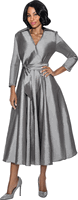 Terramina <br> (Year Round) <br> T7869-SI <br> <br> Silver <br> 8 10 12 14 16 18 20 22 <br> 1 Piece Dress w/Belt in Silk Look Fabric