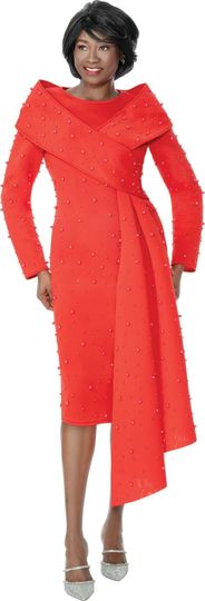 Terramina <br> (Spring 2026) <br> T7111-RE <br> <br> Red   <br>  Black <br> 8 10 12 14 16 18 20 22 <br> 1 Piece Dress Pearl Embellishment