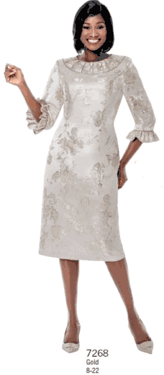 Terramina <br> (Spring 2025) <br> T7268 <br> <br> Gold <br> 8 10 12 14 16 18 20 22  <br> 1 Piece Brocade Dress