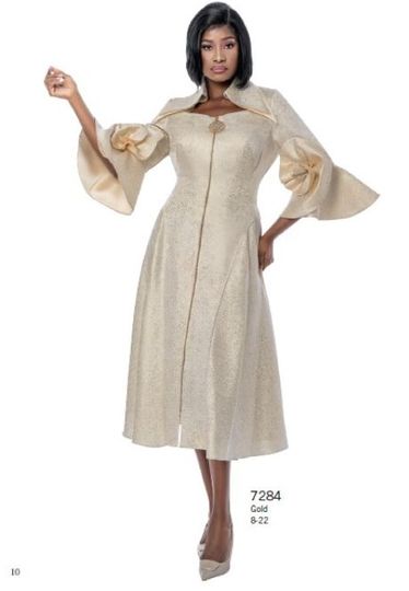 Terramina <br> (Spring 2025) <br> T7284 <br> <br> Gold <br> 8 10 12 14 16 18 20 22  <br> 1 Piece High Collar Zippered Dress