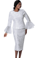 Terramina <br> (Fall 2026) <br> T7861-WH <br> <br> White <br> 8 10 12 14 16 18 20 22 <br> 2 Piece Skirt Suit
