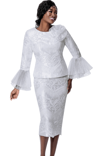 Terramina <br> (Fall 2026) <br> T7861-WH <br> <br> White <br> 8 10 12 14 16 18 20 22 <br> 2 Piece Skirt Suit