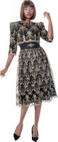 Terramina <br> (Spring 2026) <br> T7000 <br> <br> Black/Gold <br> 8 10 12 14 16 18 20 22 <br> 1 Piece Dress Lace overlay Dress with belt look