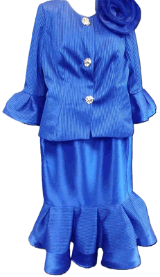 Terramina <br> (Spring 2026) <br> T7014 <br> <br> Fuchsia  <br>  Royal <br> 8 10 12 14 16 18 20 22 24 <br> 2 Piece Skirt Suit Twill & Mesh Combo Fabric with Ruffle Trim