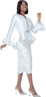 Terramina <br> (Fall 2026) <br> T7025 <br> <br> White <br> 8 10 12 14 16 18 20 22 24 <br> 3 Piece Jacket, Cami  & Skirt
