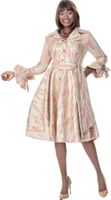 Terramina <br> (Spring 2026) <br> T7030 <br> <br> Pink <br> 8 10 12 14 16 18 20 22 <br> 1 Piece Dress with balloon hem, belted bell cuffs & sash belt