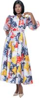 Terramina <br> (Spring 2026) <br> T7293 <br> <br> Print <br> 8 10 12 14 16 18 20 22 <br> 1 Piece Dress w/Belt with High Neck, Enhanced Sheer Sleeves & Sash Belt