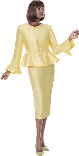 Terramina <br> (Fall 2026) <br> T7862-YE <br> <br> Yellow <br> 8 10 12 14 16 18 20 22 24 <br> 3 Piece Jacket, Cami  & Skirt