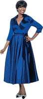 Terramina <br> (Year Round) <br> T7869-NA <br> <br> Navy <br> 8 10 12 14 16 18 20 22 <br> 1 Piece Dress w/Belt in Silk Look Fabric