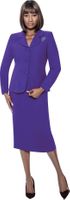 Terramina <br> (Spring 2026) <br> T9002 <br> <br> Purple <br> 8 10 12 14 16 18 20 22 24 <br> 2 Piece Skirt Suit with Button Down Jacket Closure & Brooch in Peach Skin Fabric