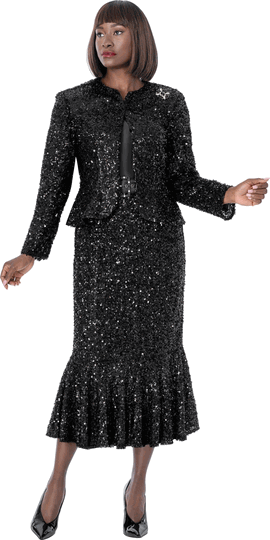 Terramina <br> (Fall 2026) <br> T7374 <br> <br> Black <br> 8 10 12 14 16 18 20 22 <br> 2 Piece Jacket & Dress