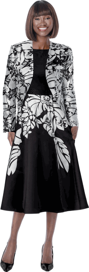 Terramina <br> (Fall 2026) <br> T7386 <br> <br> Black/White <br> 8 10 12 14 16 18 20 22 <br> 2 Piece Jacket & Dress