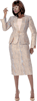 Terramina <br> (Spring 2026) <br> T7009 <br> <br> Bronze <br> 8 10 12 14 16 18 20 22 24 <br> 3 Piece Skirt Suit Rhinestone Clasp Closure in embossed brocade