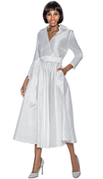 Terramina <br> (Year Round) <br> T7869-OF <br> <br> Off-White <br> 8 10 12 14 16 18 20 22 <br> 1 Piece Dress w/Belt in Silk Look Fabric