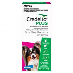 Credelio Plus Extra Small Dog Pink 2.8-5.5kg (6.1-12lbs) 6 pack