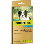 Drontal dewormer chewables (2- 22lbs) 5 dose flavor chews