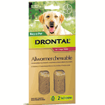 Drontal dewormer chews XL Dog (22 - 77lbs) (2 dose flavor chews)