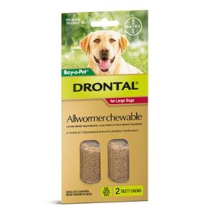 Drontal Allwormer Chewables for Lge Dogs (up to 77lbs) 2 Tab Pk