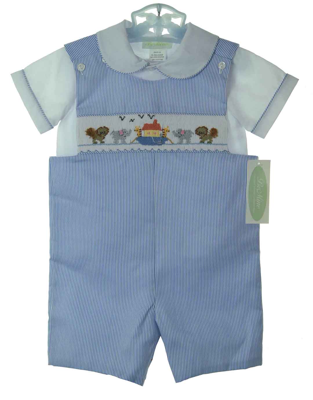 Be Mine,smocked shortall set,smocked noahs arc outfit,smocked baby