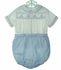 <img src="https://p11.secure.hostingprod.com/@grammies-attic.com/ssl/images/blue-sold-1.gif"> Vintage Royal Style Blue and White Button On Shorts Set with Embroidered Bunnies