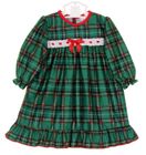 NEW Green Plaid Gown with White Eyelet Trim For Babies, Toddlers, Little Girls and Big Girls