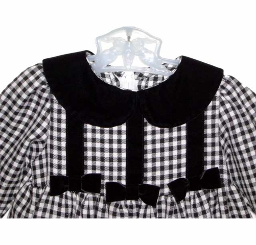 Holiday Baby Clothes Good Lad Black and White Checked Baby Dress with Black  Velvet Collar