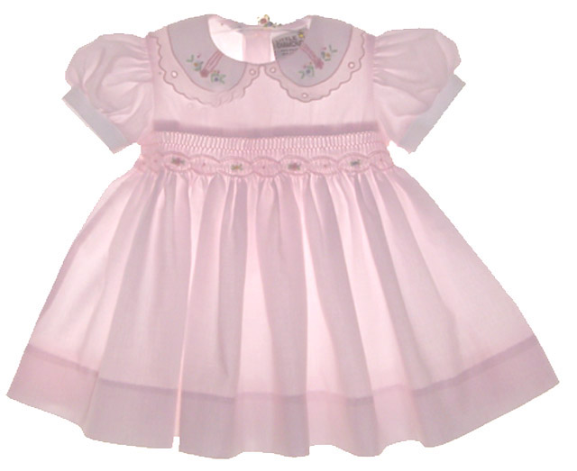 Baby Girl Pink Collared Smocked Dress