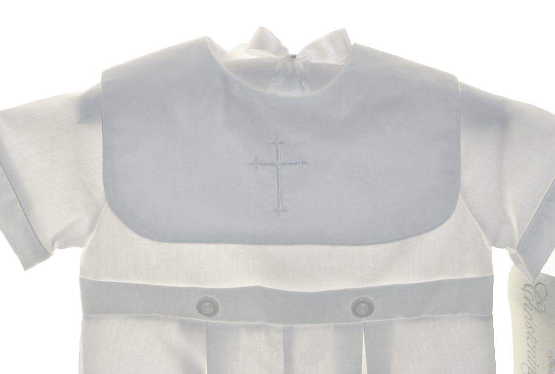 NEW Alexis White Christening Romper with Portrait Collar and